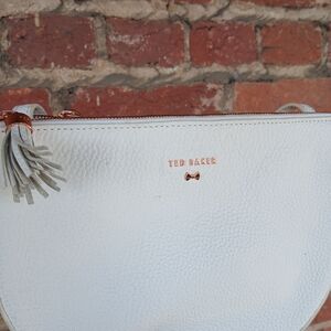 Ted Baker White Leather Crossbody with Rose Gold Hardware and Tassel